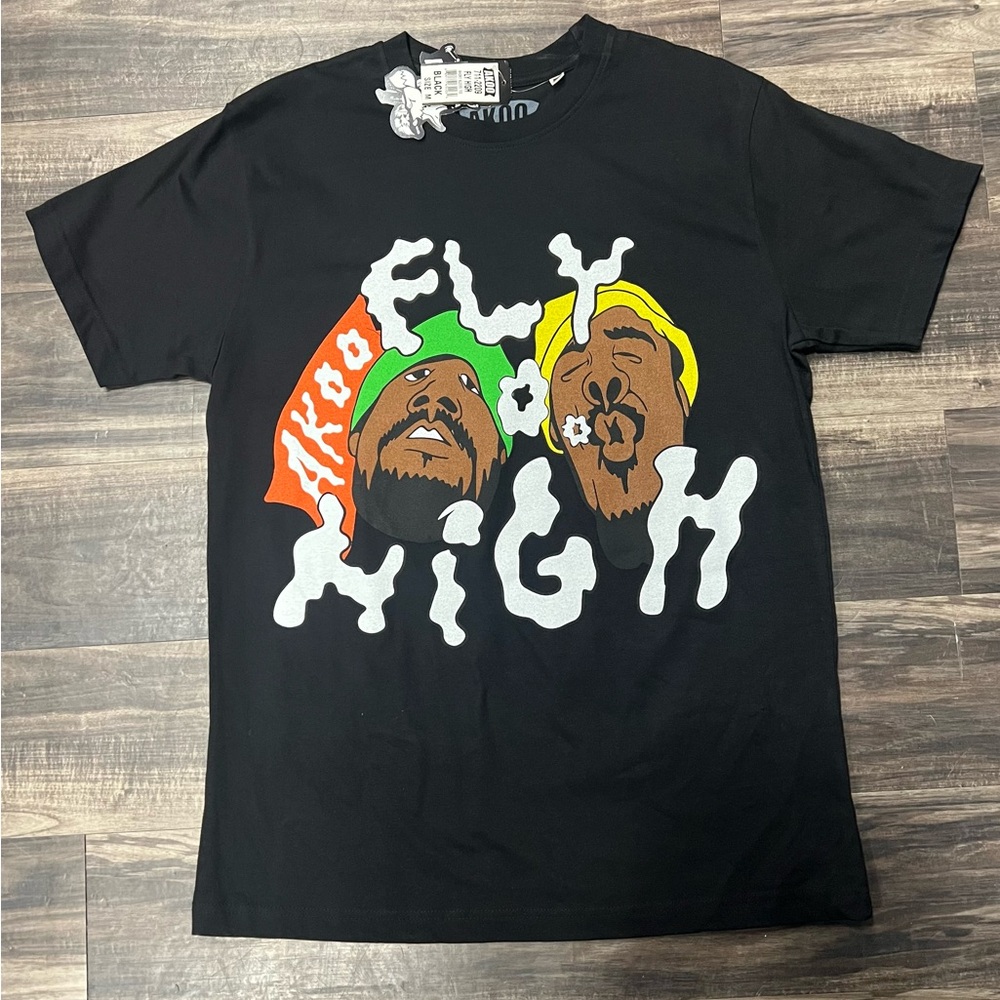 Akoo Black Tee with Fly High Graphic